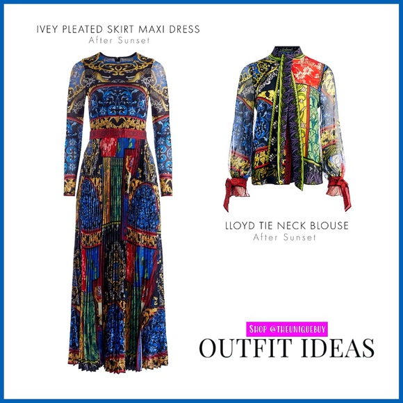 Alice + Olivia Ivey Multicolored Pleated Skirt Maxi Dress - Picture 14 of 15